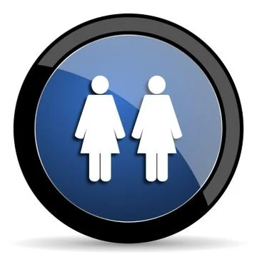 Couple blue circle glossy web icon on white background, round button for inte Ilustração Stock