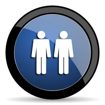 Couple blue circle glossy web icon on white background, round button for inte Ilustração Stock