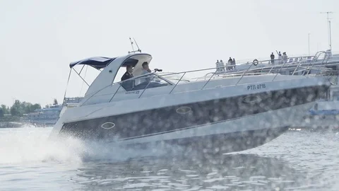 Couple on a Boat with the Captain Stock Footage 87971814