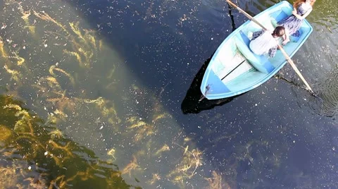 Couple in boat Stock Footage 8664417