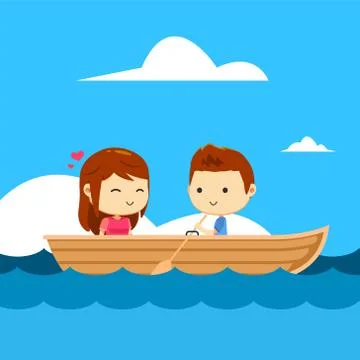 A couple in a boat Stock Illustration
