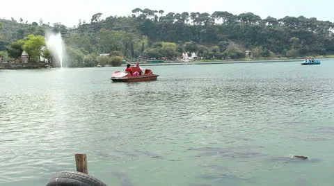 Couple Boating In The Lake Stock Footage 22732881