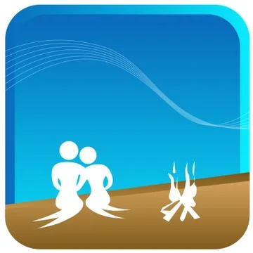 Couple bonfire Stock Illustration