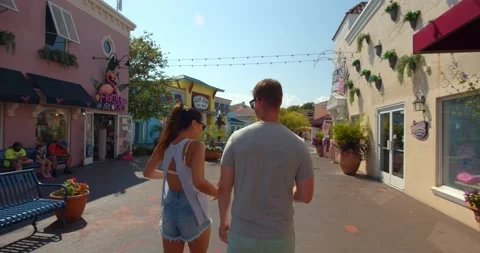 Couple at Broadway at the Beach, Myrtle Beach Stock Footage 142031439