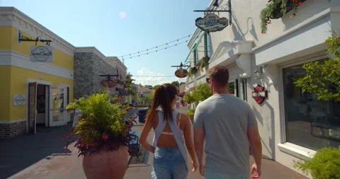 Couple at Broadway at the Beach, Myrtle Beach Stock Footage 142031498
