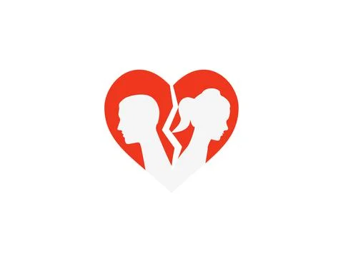 Couple broken heart icon. Vector illustration. Flat design. Stock Illustration
