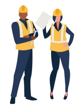 Couple of builders working Stock Illustration