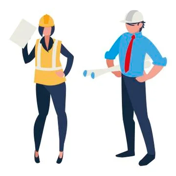 Couple of builders working Stock Illustration