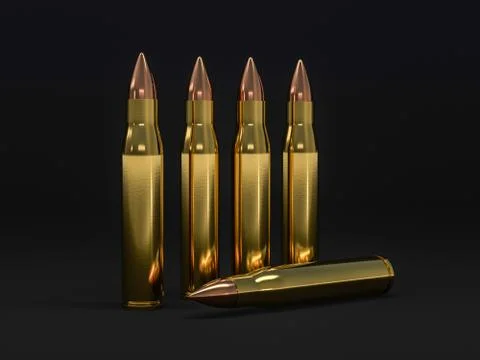 Couple of bullets on a white background in the vertical position. 3D Stock Illustration