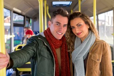 Couple on a bus Fotos Stock