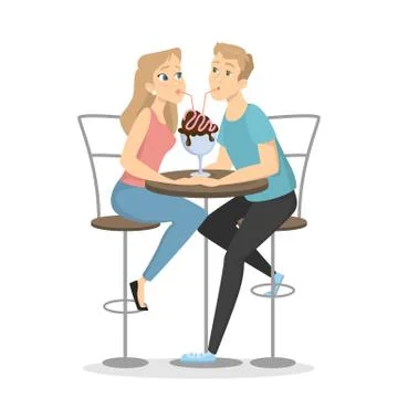 Couple in cafe. Stock Illustration