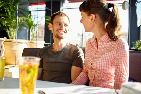 Couple in cafe Stock Photos