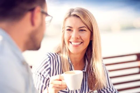 Couple in cafe Stock Photos