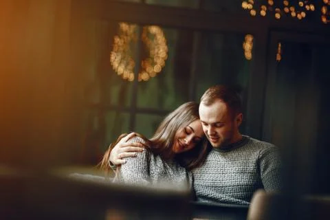 Couple in a cafe Stock Photos