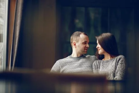 Couple in a cafe Stock Photos