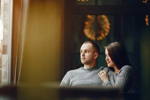 Couple in a cafe Stock Photos
