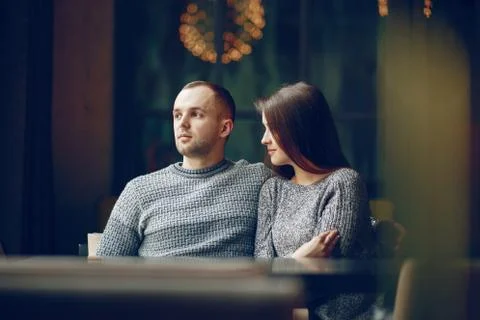 Couple in a cafe Stock Photos