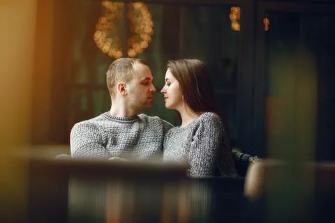 Couple in a cafe Stock Photos