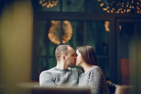 Couple in a cafe Stock Photos