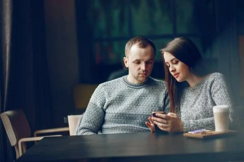 Couple in a cafe Stock Photos