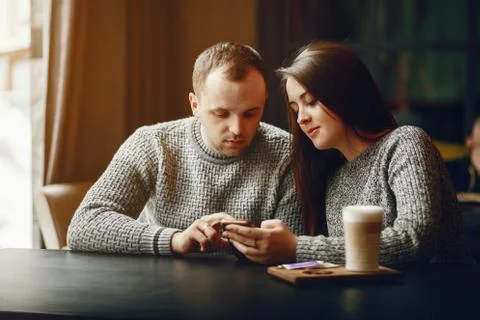 Couple in a cafe Stock Photos