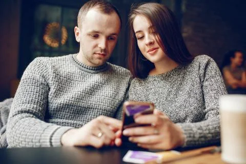 Couple in a cafe Stock Photos