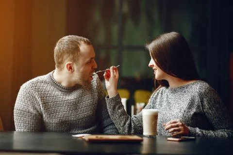 Couple in a cafe Stock Photos