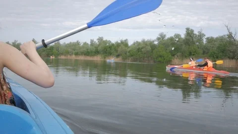 Couple on canoe Stock Footage 91974435