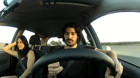 Couple in car V11 - HD Stock Footage 12397580