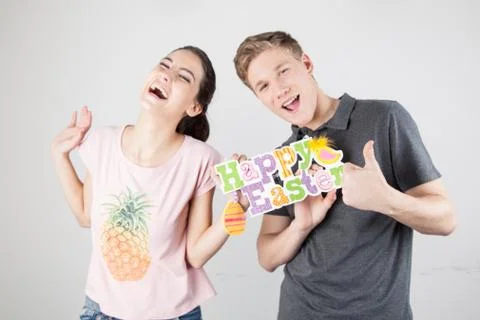 Couple celebrating easter Foto stock