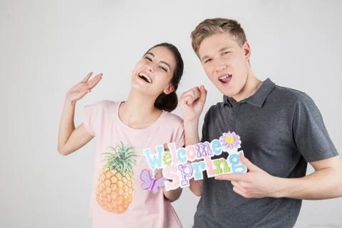 Couple celebrating the start of spring 写真素材