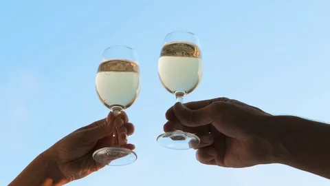 A couple with champagne. Video stock 114655064
