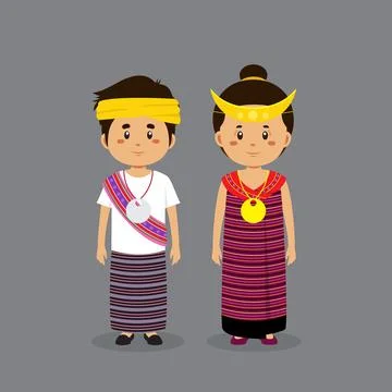 Couple Character Wearing Timur Leste National Dress Stock Illustration