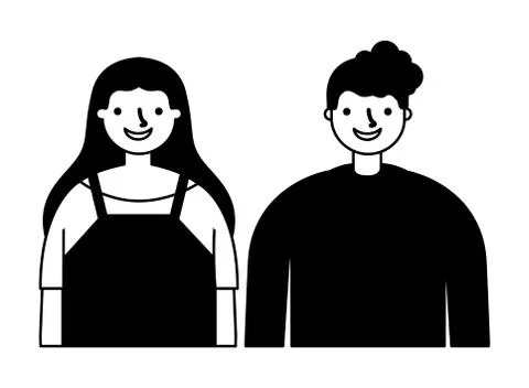 Couple characters on white background Ilustração Stock