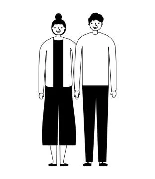 Couple characters on white background Ilustração Stock