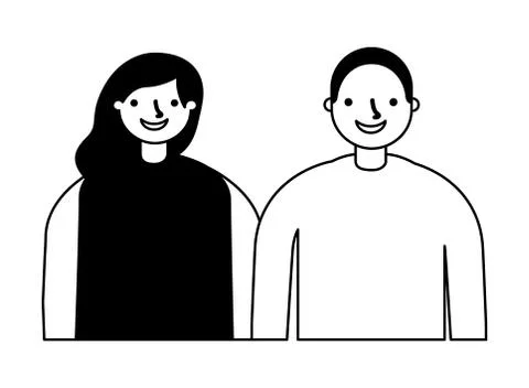 Couple characters on white background Ilustração Stock