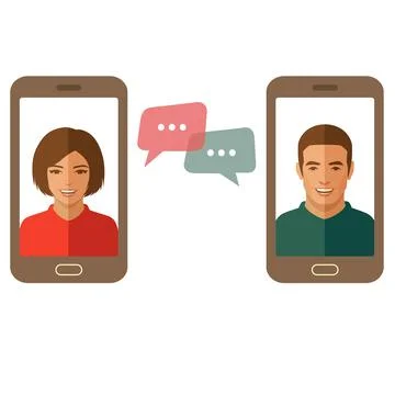 Couple chat on a cell phone Stock Illustration