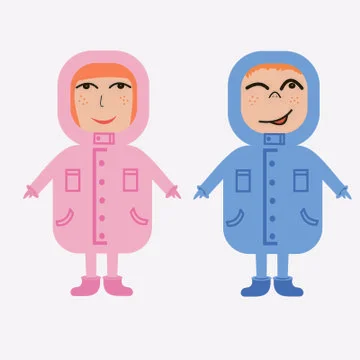 Couple of children in winter jackets Stock Illustration