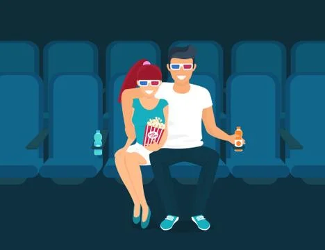 Couple in the cinema Stock Illustration