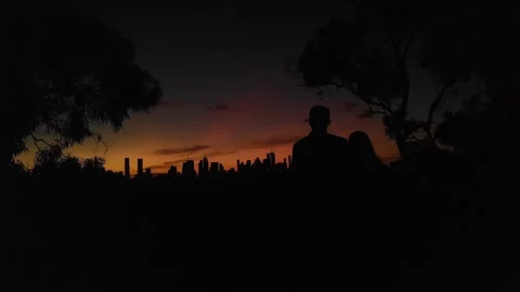 Couple City Sunset Stock Footage 235258623