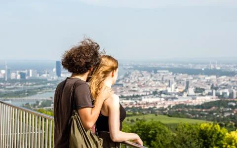 Couple at Cityscape Stock Photos