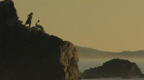Couple on Cliff Stock Footage 320784