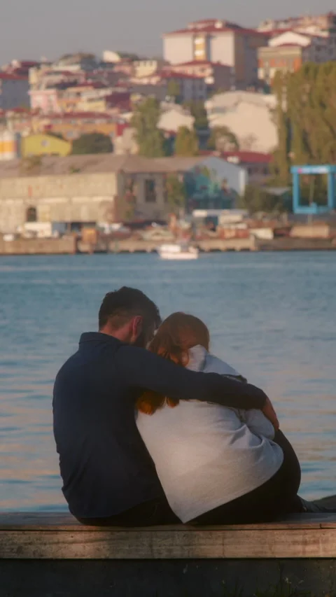 Couple on the coast Video stock 233373034