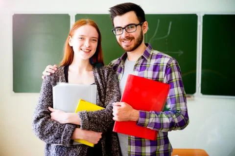 Couple of college students Stock Photos