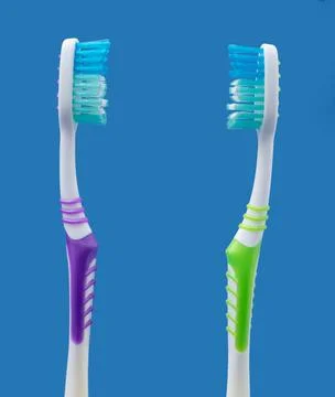Couple concept with two toothbrushes facing each other 스톡 사진