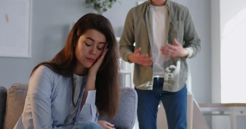 Couple conflict, man talking in despair, miscommunication, family separation Vídeo Stock 271230987