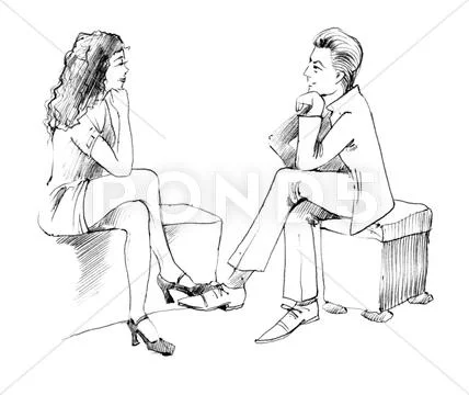 Couple conversation Stock Illustration