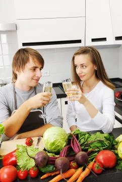 Couple cooking Stock Photos