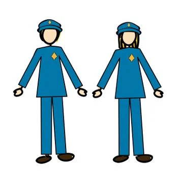 Couple of cops over white background vector illustration Ilustração Stock