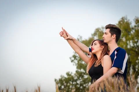 Couple with copy space text Fotos de archivo